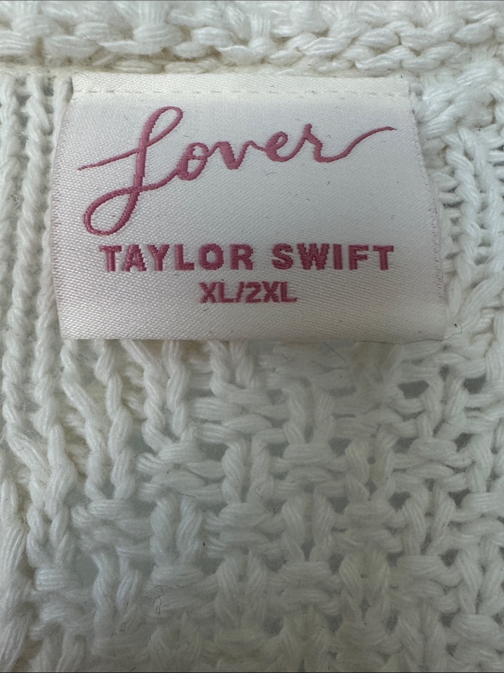 Taylor Swift White Knit 'Lover' Crewneck Sweater. Size XL/2XL